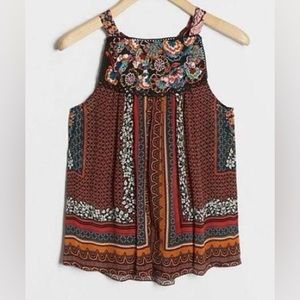 Anthropologie Bhanuni by Jyoti Fiona Embroidred Boho Tank Top Size Small